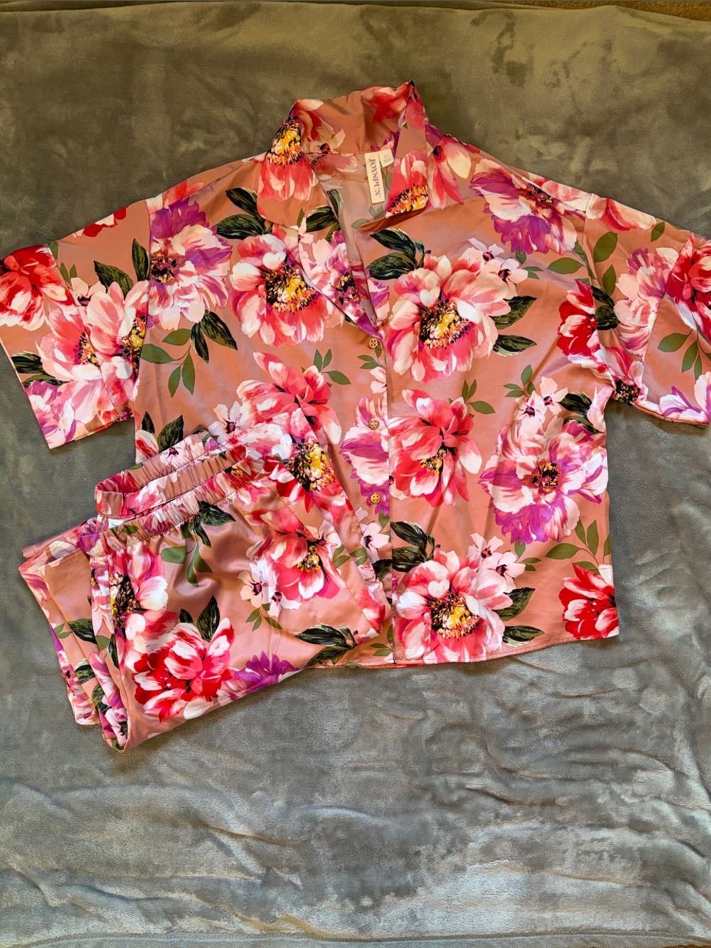 Joyspun Floral Pink Two-Piece Pajama Set